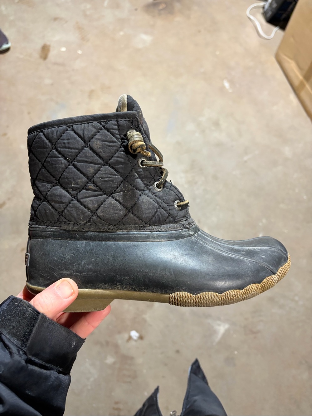 Sperry Black Quilted Lace-Up Ankle Boot